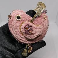 Brosche Rocker VOGEL Perlenbrosche Modeschmuck Handmade Handarbeit Unikat Einzelstück Bild 3
