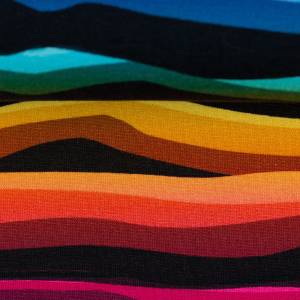 19,50EUR/m Sweat "Wavy Stripes" schwarz/Regenbogen von Lycklig Design Bild 2