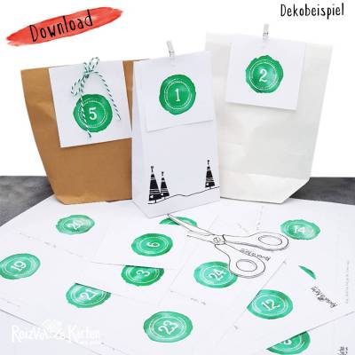 Download DIY Zahlenanhänger für Adventskalender - zum Ausdrucken und Ausschneiden