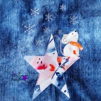 Doodle Stickdatei Maus auf einem Stern wartet auf Schnee Bild 3