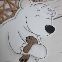 Doodle Stickdatei Eisbär kuschelt mit Hasen Bild 2
