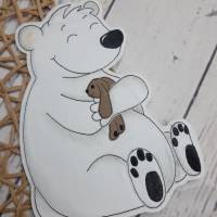 Doodle Stickdatei Eisbär kuschelt mit Hasen Bild 6
