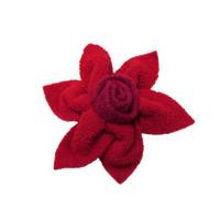 Anstecker Blume Anstecknadel Blüte Loop Stoffblume Rot Dunklerot Bild 1