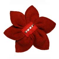 Anstecker Blume Anstecknadel Blüte Loop Stoffblume Rot Dunklerot Bild 3