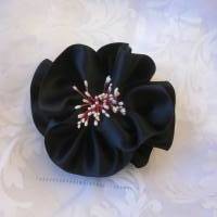 Schwarze Haarblume Trauer Kopfschmuck Haarklammer Satin Blume "Noir" für festliche Anlässe Bild 8