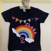 Geburtstagsshirt T-Shirt Mädchen Geburtstag Applikation Regenbogen Zahl  Name personalsierbar ab Gr.92 Bild 4