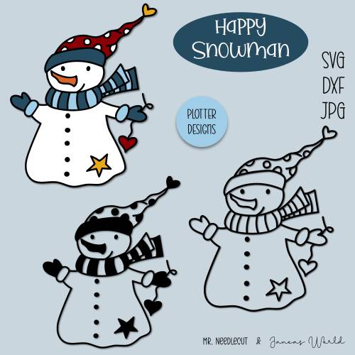 Plotterdatei Janeas World Happy Snowman