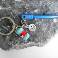 Häkeln  Wolle Knopf Schlüsselanhänger  Häkelnadel 5 mm Bild 1