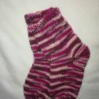 Socken Strümpfe Partnerlook für Eltern und Kind handgestrickt rot meliert Bild 4