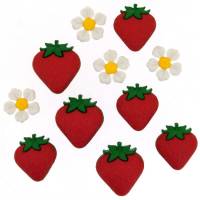 Knopf, Fresh Strawberries, ~ 15 - 20x22 mm, 11 Stk., bunt Bild 1