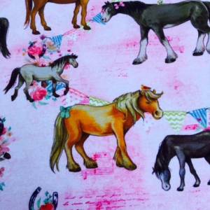 Jersey Pferde - rosa - 18,50 EUR/m - Digitaldruck Bild 1