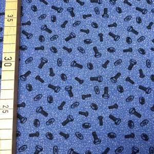 Baumwollstoff Schrauben - 10,50 EUR/m - 100% Baumwolle - blau/grau Bild 2