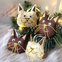 4er-Set Katzen Weihnachtsdeko braun gold beige Bild 9