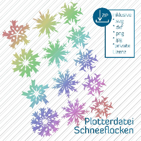 Plotterdatei Schneeflocken, winterliche Plott-Datei mit Eiskristallen oder Eisblumen von senSEASONal