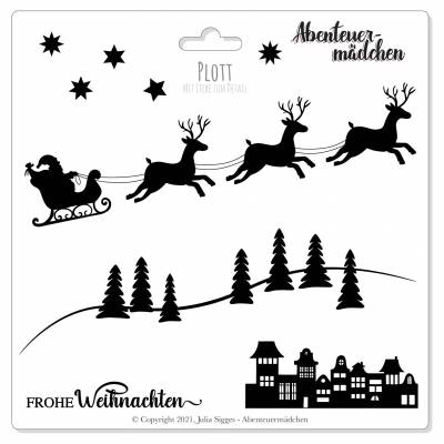 NEU: Weihnachtsmann mit Rentiere - Plotterdateien