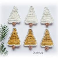 3 gehäkelte Tannenbäume in 2 Farben zur Wahl-Gastgeschenk,Weihnachtsdeko,Weihnachten,Advent,Tischdeko,Streudeko,creme Bild 2