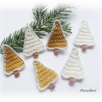3 gehäkelte Tannenbäume in 2 Farben zur Wahl-Gastgeschenk,Weihnachtsdeko,Weihnachten,Advent,Tischdeko,Streudeko,creme Bild 3