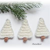 3 gehäkelte Tannenbäume in 2 Farben zur Wahl-Gastgeschenk,Weihnachtsdeko,Weihnachten,Advent,Tischdeko,Streudeko,creme Bild 5