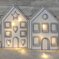 " Häuser und Bäume ITH Stickdateien " Deko für LED Teelichter (Häuser) oder Lichterkette, bitte Format auswählen