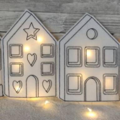 * Häuser und Bäume ITH Stickdateien *  Deko für LED Teelichter (Häuser) oder Lichterkette