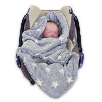 25 % Rabatt:Wärmende Babydecke für Drei- und Fünfpunkt-Autositz-Gurtsysteme, hellgrau mit Sternen Bild 1