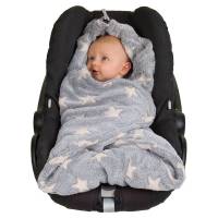 25 % Rabatt:Wärmende Babydecke für Drei- und Fünfpunkt-Autositz-Gurtsysteme, hellgrau mit Sternen Bild 2