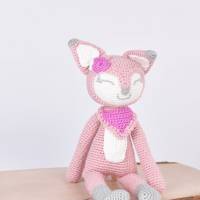 Handgefertigte gehäkelte Puppe Fuchs "LISSBETH" aus Baumwolle, Amigurumi Kuscheltier, Geschenk für Mädchen, Oste Bild 1