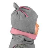 Baby Mädchen Set Ohrenmütze Wintermütze Halssocke Loop Schal mit Baumwollfleece Herbst Winter Bild 1