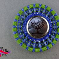 Kühlschrankkunst - Zwirnknopf-Magnet Lebensbaum Grün Bild 1