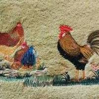Handtuch Motiv Hühner, Hahn, Henne mit Namen bestickt Bild 1