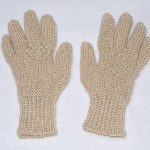 Finger-Handschuhe 100% Alpaka handgestrickt warm Damen Gr. 6-7 hellbeige Bild 3