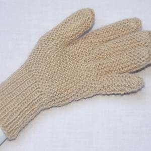 Finger-Handschuhe 100% Alpaka handgestrickt warm Damen Gr. 6-7 hellbeige Bild 4