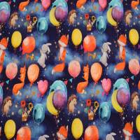 Jersey Tiere und Luftballons - You make my heart smile - Kinderstoff Meterware Bild 1