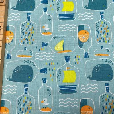 Stoff Flaschenpost - hellblau - 10,00 EUR/m - 100% Baumwolle - Patchwork