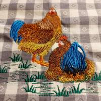 Küchenhandtuch Motiv Hühner, Hahn, Henne mit Namen bestickt Bild 2