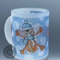 Kaffee-Tasse/Büro-Tasse  "Schneeengel" Datei von Lulu&Fonsi; Tasse mit Spruch; Kaffee Glastasse satiniert Bild 3