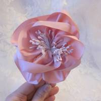 Festlicher Haarreif in Rosa mit romantischer Taftblume "Rose" Bild 1