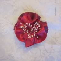 Pink Lila Kopfschmuck Haarklammer Satin Blume "Stephanie" für die Braut und festliche Anlässe Bild 1