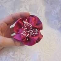 Pink Lila Kopfschmuck Haarklammer Satin Blume "Stephanie" für die Braut und festliche Anlässe Bild 4