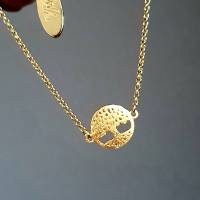 Armband Gold mit Lebensbaum, minimalistisches zartes Goldarmband, Silber vergoldet Bild 1
