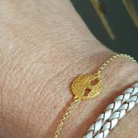 Armband Gold mit Lebensbaum, minimalistisches zartes Goldarmband, Silber vergoldet Bild 2