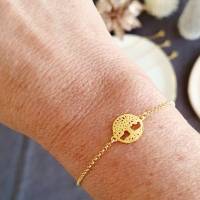 Armband Gold mit Lebensbaum, minimalistisches zartes Goldarmband, Silber vergoldet Bild 8