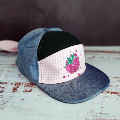 6-Panel-Cap Upcycling | HIMBEERE | Snapback, Flat-Visor, Bandana-Cap | Kinder (47-55cm Kopfumfang) | RÄUBERKIND
