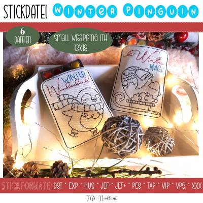 Digitale Stickserie Small Wrapping Winter Pinguin ITH 13x18 (5x7")