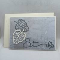Stilvolle Kondolenzkarte, Beileidskarte, Blätter, Stille, Handmade Bild 1