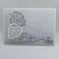 Stilvolle Kondolenzkarte, Beileidskarte, Blätter, Stille, Handmade Bild 2