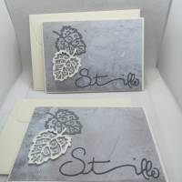 Stilvolle Kondolenzkarte, Beileidskarte, Blätter, Stille, Handmade Bild 4
