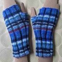 Fingerlose Handschuhe - Pulswärmer in blau / grünblau/ bordeaux Bild 1