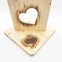 Der Einschneider Willkommensschild Haustür mit Herzen -NR1- Geflammtes Herzlich Willkommen Schild - Türschild Holz Deko Bild 4