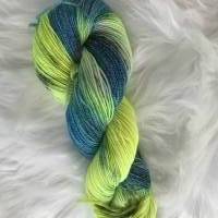 Sockenwolle mit Baumwolle handgefärbt Neonfarben, 4-fädig, 100g Bild 1